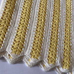 Yellow and White Crochet Blanket